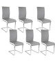 LEA Lot de 6 Chaises de salle a manger blanches grises