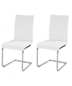 LEA Lot de 2 chaises de salle a manger  Simili blanc  Style contemporain  L 43 x P 56 cm