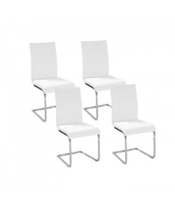 LEA Lot de 4 Chaises de salle a manger blanches