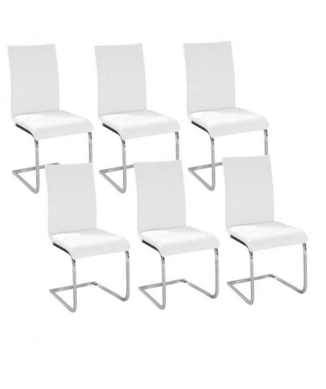 LEA Lot de 6 Chaises de salle a manger blanches