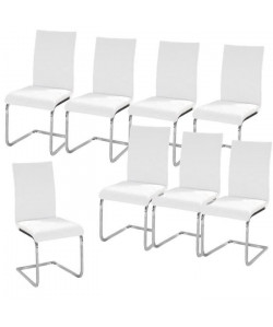 LEA Lot de 8 Chaises de salle a manger blanches