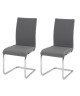 LEA Lot de 2 chaises de salle a manger  Simili gris  Style contemporain  L 43 x P 56 cm