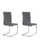 LEA Lot de 2 chaises de salle a manger  Simili gris  Style contemporain  L 43 x P 56 cm