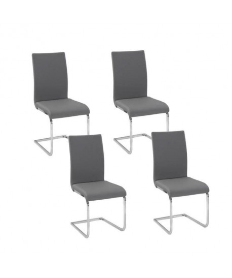 LEA Lot de 4 chaises de salle a manger grises