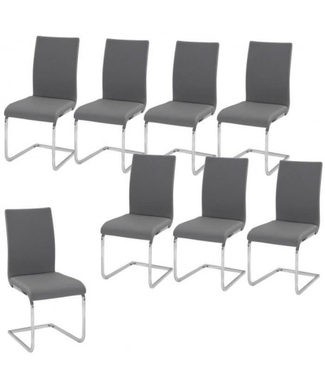 LEA Lot de 8 Chaises de salle a manger grises