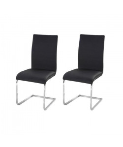 LEA Lot de 2 chaises de salle a manger  Simili noir  Contemporain  L 43 x P 56 cm