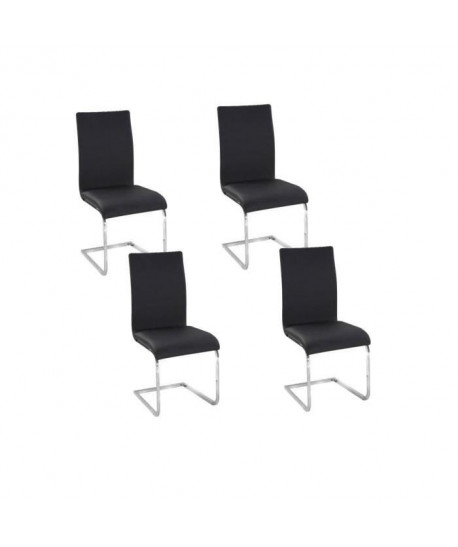 LEA Lot de 4 Chaises de salle a manger noires