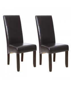 CUBA Lot de 2 chaises de salle a manger  Simili marron  Style contemporain  L 48 x P 64 cm