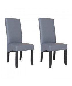 CUBA Lot de 2 chaises de salle a manger  Simili gris  Style contemporain  L 48 x P 64 cm