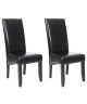 CUBA Lot de 2 chaises de salle a manger  Simili noir Style contemporain  L 48 x P 64 cm