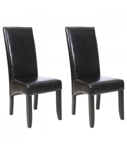 CUBA Lot de 2 chaises de salle a manger  Simili noir Style contemporain  L 48 x P 64 cm