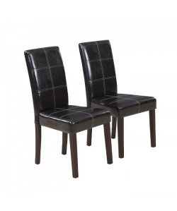 CROSS Lot de 2 Chaises de salle a manger  Simili marron  Contemporain  L 45 x P 42 cm