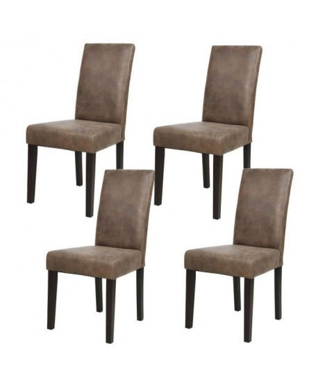 ALBUS Lot de 4 chaises de salle a manger vintage marron