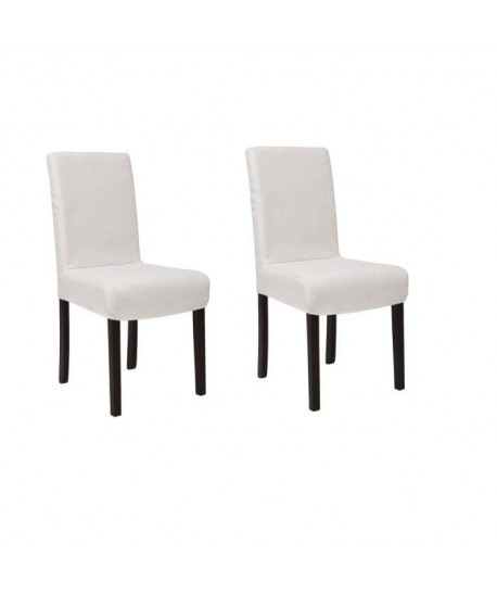 STRIP Lot de 2 Chaises de salle a manger déhoussables  Tissu ivoire  Contemporain  L 44 x P 53 cm