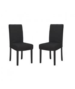 STRIP Lot de 2 Chaises de salle a manger déhoussable  Tissu noir  Contemporain  L 44 x P 53 cm