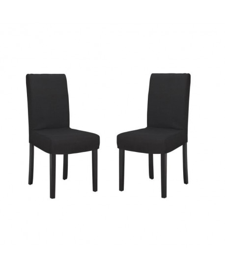 STRIP Lot de 2 Chaises de salle a manger déhoussable  Tissu noir  Contemporain  L 44 x P 53 cm