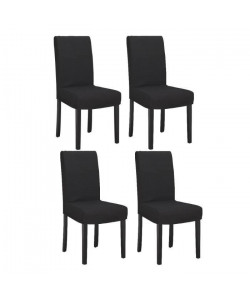 STRIP Lot de 4 chaises de salle a manger déhoussables noires