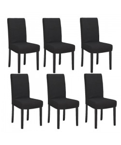 STRIP Lot de 6 chaises de salle a manger déhoussables noires