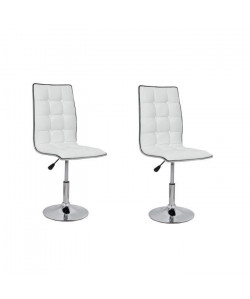 LEAF Lot de 2 chaises de salle a manger  Simili blanc  Contemporain  L 42 x P 46,5 cm