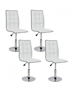 LEAF Lot de 4 chaises de salle a manger blanches