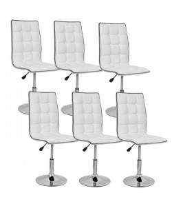 LEAF Lot de 6 chaises de salle a manger blanches