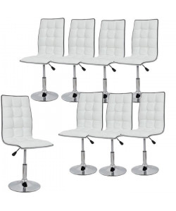 LEAF Lot de 8 chaises de salle a manger blanches