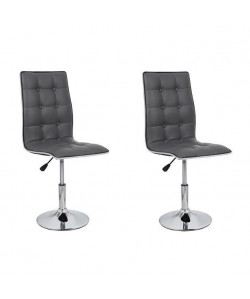 LEAF Lot de 2 chaises de salle a manger  Simili gris  Contemporain  L 42 x P 46,5 cm