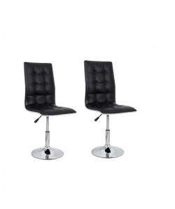 LEAF Lot de 2 chaises de salle a manger  Simili noir  Contemporain  L 42 x P 46,5 cm