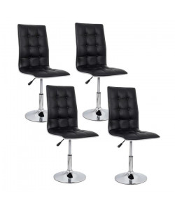 LEAF Lot de 4 chaises de salle a manger noires