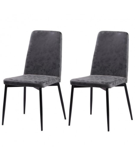 VINTY Lot de 2 chaises de salle a manger  Simili gris  Style contemporain  L 52 x P 52 cm