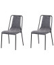 VINTOU Lot de 2 chaises de salle a manger  Simili gris  Style industriel  L 47 x P 56 cm