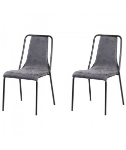 VINTOU Lot de 2 chaises de salle a manger  Simili gris  Style industriel  L 47 x P 56 cm