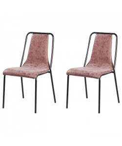 VINTOU Lot de 2 chaises de salle a manger  Simili marron  Style industriel  L 47 x P 56 cm