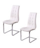 LUGANO Lot de 2 chaises de salle a manger  Simili blanc  Contemporain  L 48 x P 45 cm