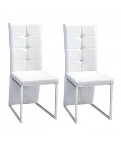 BLING Lot de 2 chaises de salle a manger  Simili blanc  Contemporain  L 44,5 x P 54 cm