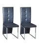 BLING Lot de 2 chaises de salle a manger  Simili noir  Contemporain  L 44,5 x P 54 cm