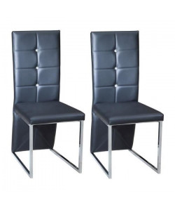 BLING Lot de 2 chaises de salle a manger  Simili noir  Contemporain  L 44,5 x P 54 cm