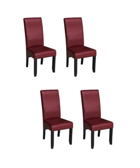 CUBA Lot de 4 chaises de salle a manger en simili bordeaux