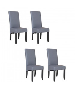 CUBA Lot de 4 chaises de salle a manger en simili gris