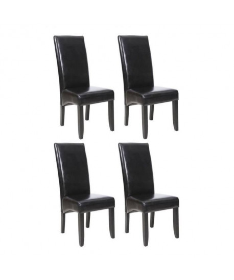 CUBA Lot de 4 Chaises de salle a manger Noires