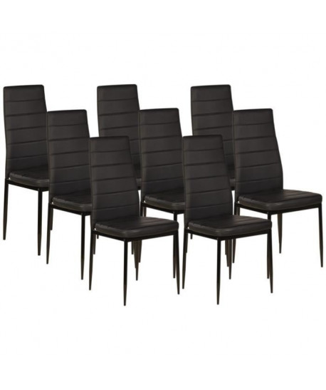 VOGUE Lot de 8 chaises de salle a manger noire