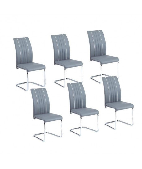 INES Lot de 6 chaises de salle a manger grises