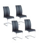 INES Lot de 4 chaises de salle a manger noires