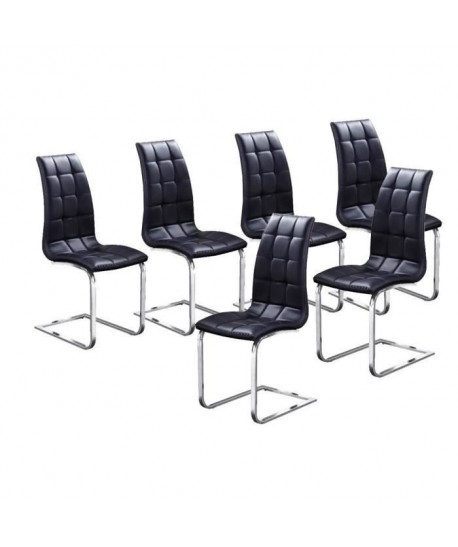 LUGANO Lot de 6 chaises de salle a manger  Noir