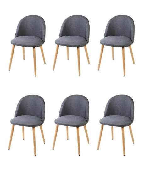 MACARON Lot de 6 chaises de salle a manger  Tissu gris anthracite  Scandinave  L 50 x P 50 cm