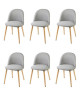 MACARON Lot de 6 chaises de salle a manger  Tissu gris clair  Scandinave  L 50 x P 50 cm