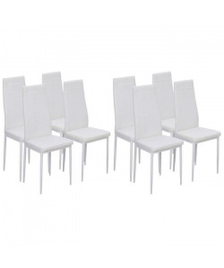 MAT Lot de 8 chaises de salle a manger en simili blanc