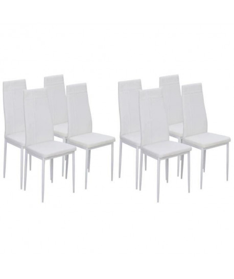 MAT Lot de 8 chaises de salle a manger en simili blanc