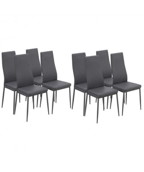 MAT Lot de 8 chaises de salle a manger en simili gris