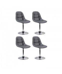 MAYA Lot de 4 chaises de salle a manger en simili gris